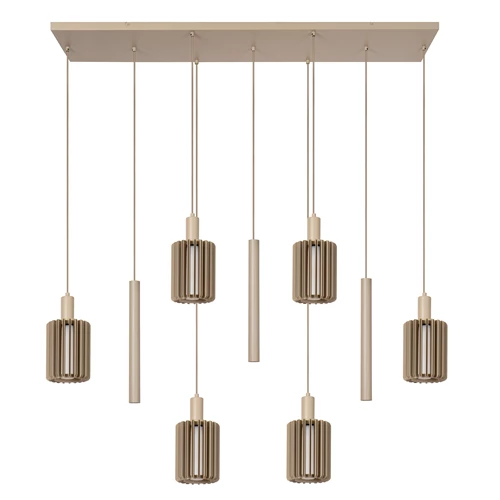 Lucide LAMBRES - Pendant light - 6xE27 - Taupe - turned off